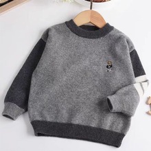 男童一体绒毛衣加厚秋冬款2025新款冬季保暖套头打底衫儿童针织衫