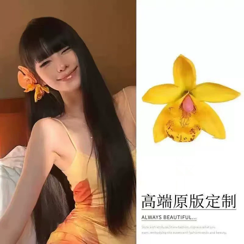 Hairgrip floral clips, princess French-style phalaenopsis & plumeria, multi-size duckbill & pins