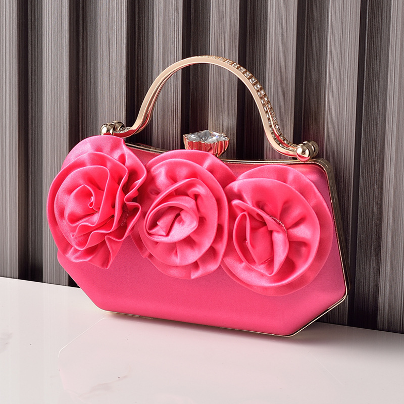 Nuevo bolso de cena de flores de seda transfronteriza vestido a juego bolso de fiesta bolso de diamantes portátil bolso de noche de venta directa de fábrica