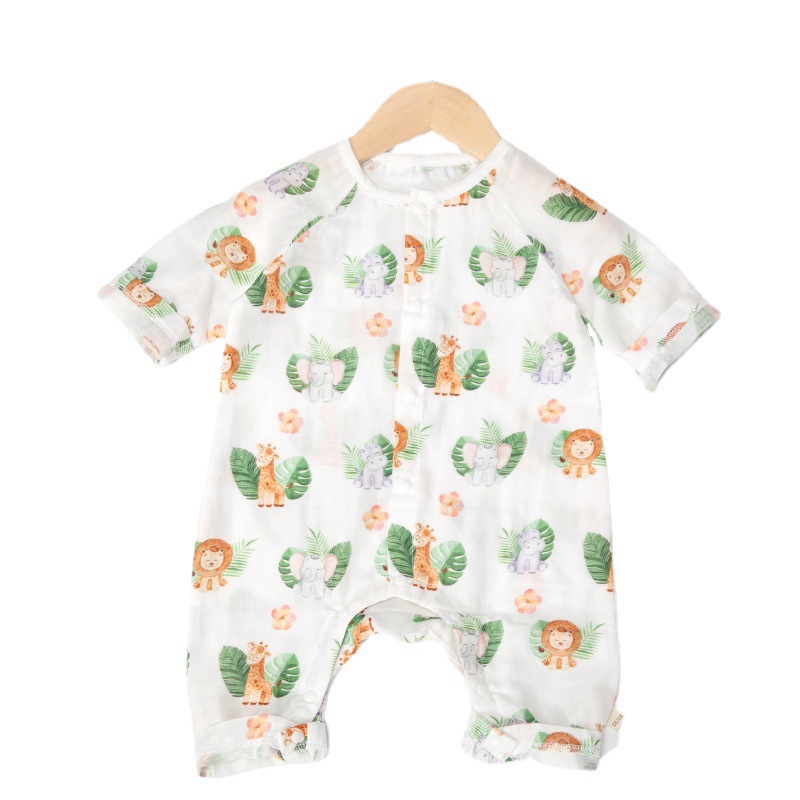 Ropa de verano para bebés Clase A Gasa de algodón de bambú antibacteriana Ropa de hogar Ropa de una pieza para recién nacido Ropa de cama para bebés para hombres