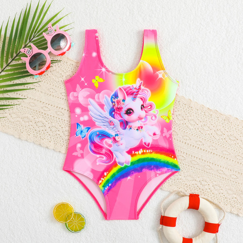 2026 Children's One-piece Swimwear, Order Starting from 1 Piece, Unicorn Girl Swimwear, Manufacturer Wholesale Swimwear for Girls