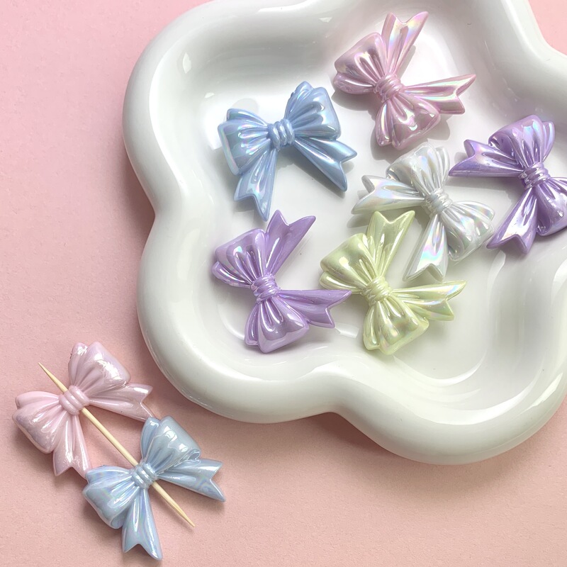 Acrylic Plated Large Bow Tie Bow Beaded DIY Mobile Phone Chain Keychain Jewelry Making Accessories Materials