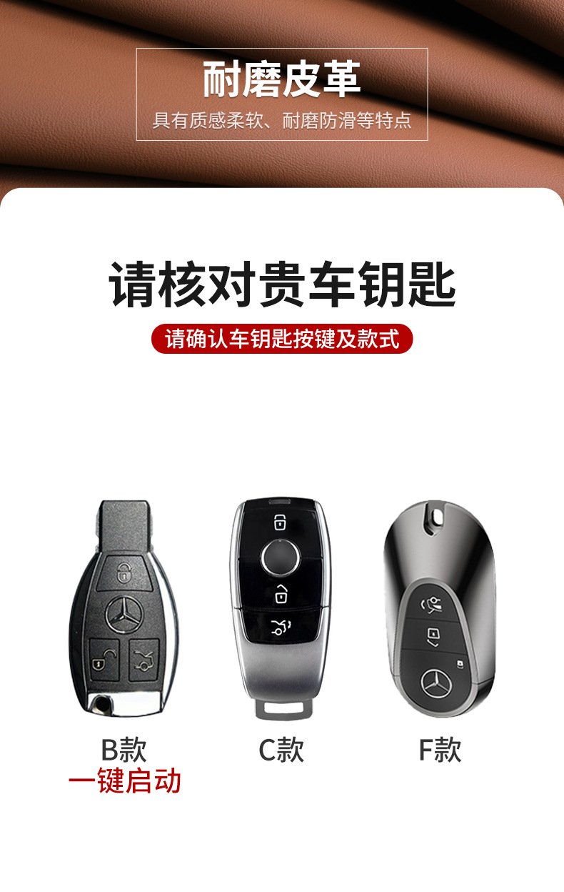 Original Car Color Mercedes-Benz Key Cover New 2024 Glc260L Gle C-Class E300L Car Key Shell Buckle