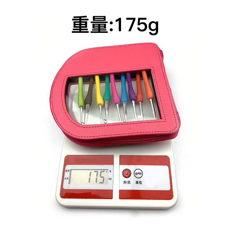 Herramientas de tejer agujas de suéter nuevo plástico mango suave de aluminio crochet conjunto de 9 piezas 2.0-6.0 pu embalaje