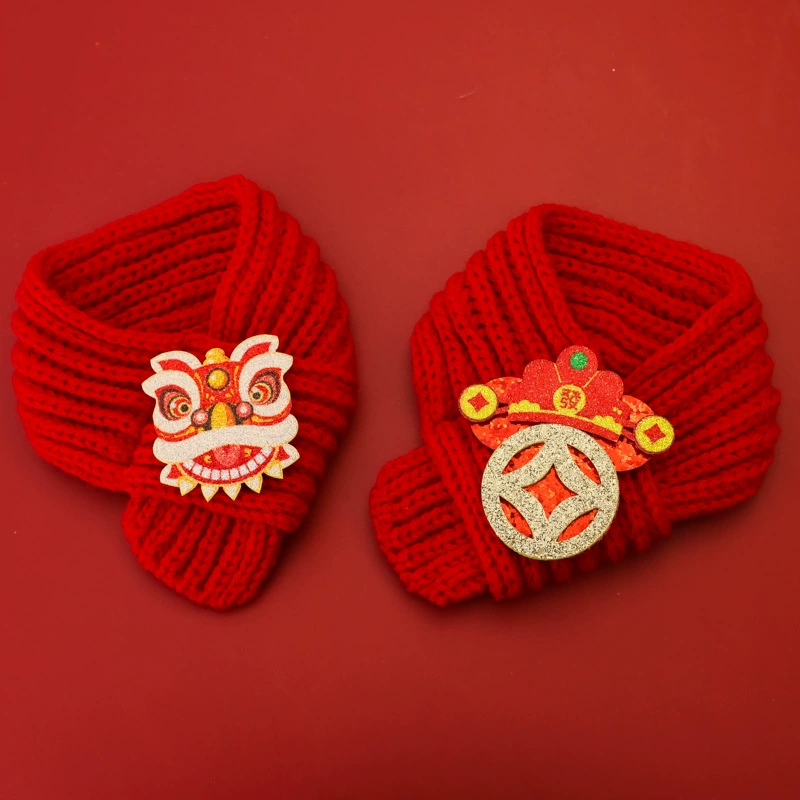 Домашние животные Новогодний шарф Год Змеи Весенний Фестиваль Кошки Собаки Новогодние Принадлежности Вязание Теплые красные украшения Бога Богатства