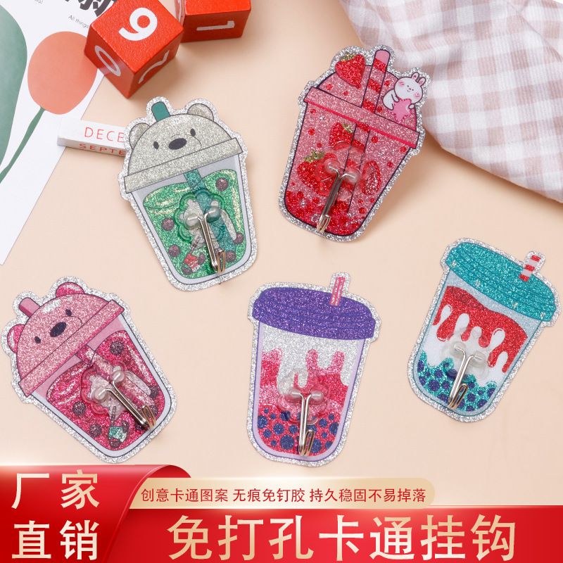 Strong adhesive wall-mounted hooks, heavy-duty hooks, no-nail, traceless hooks, no-drill adhesive hooks, cartoon cup Strong adhesive wall-mounted hooks, heavy-duty hooks, no-nail, traceless hooks, no-drill adhesive hooks, cartoon cup