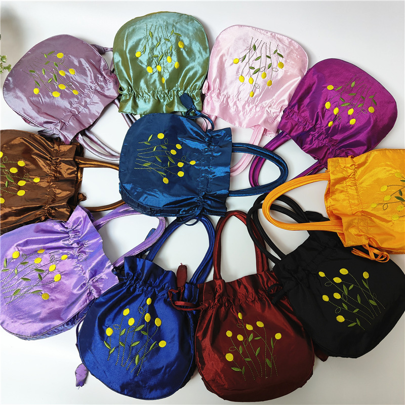 112g Weight Polyester Lining Material String Closure Type Top Handle Strap Type Bucket Bag Bags Type Women's Small All Seasons Silk Vacation Bucket Bag