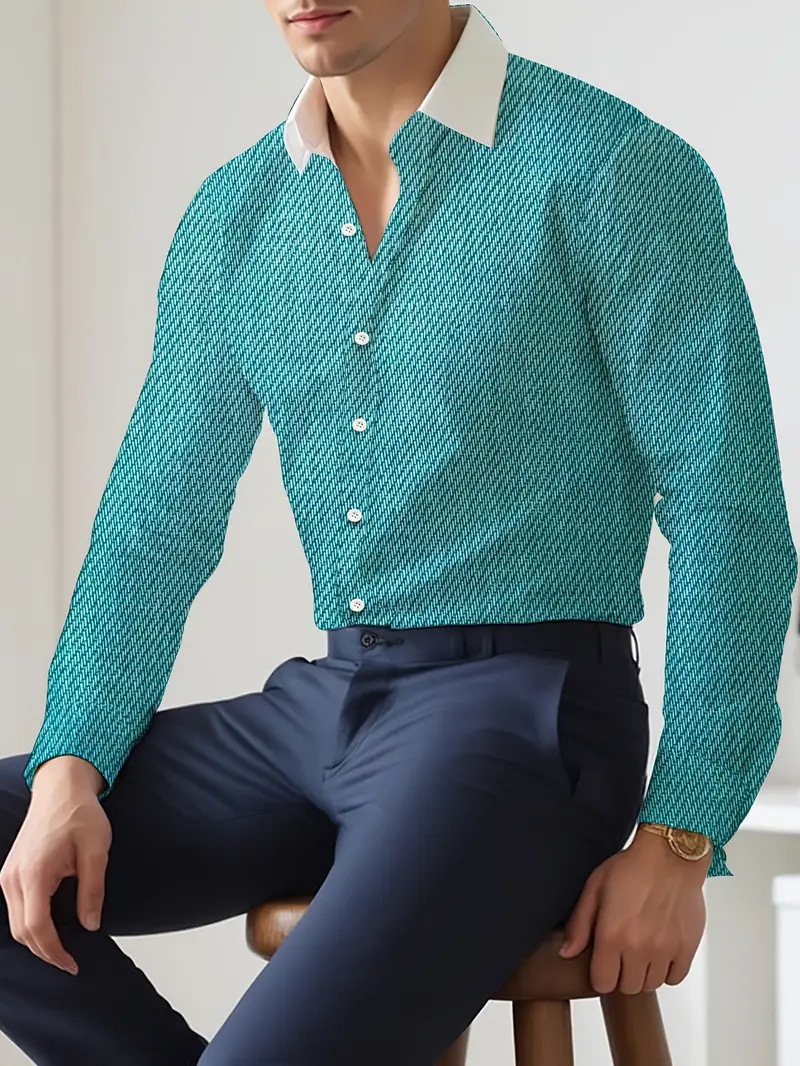 2025 nueva camisa de manga larga con degradado de color salvaje casual de moda europea y americana transfronteriza de Amazon MB12