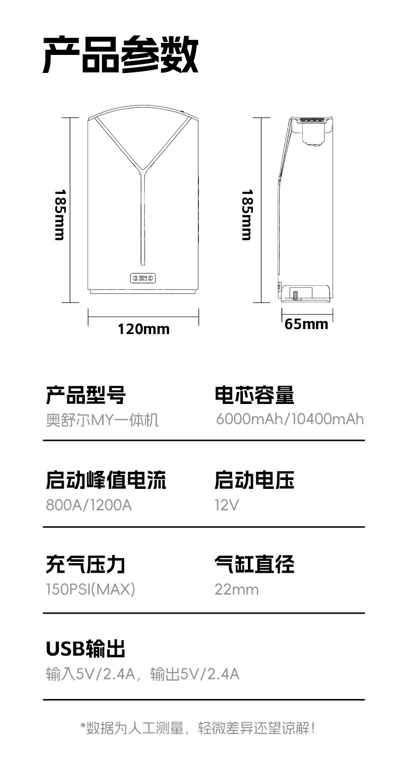 Car emergency start power supply car inflation pump battery spare ignition tire inflation pump