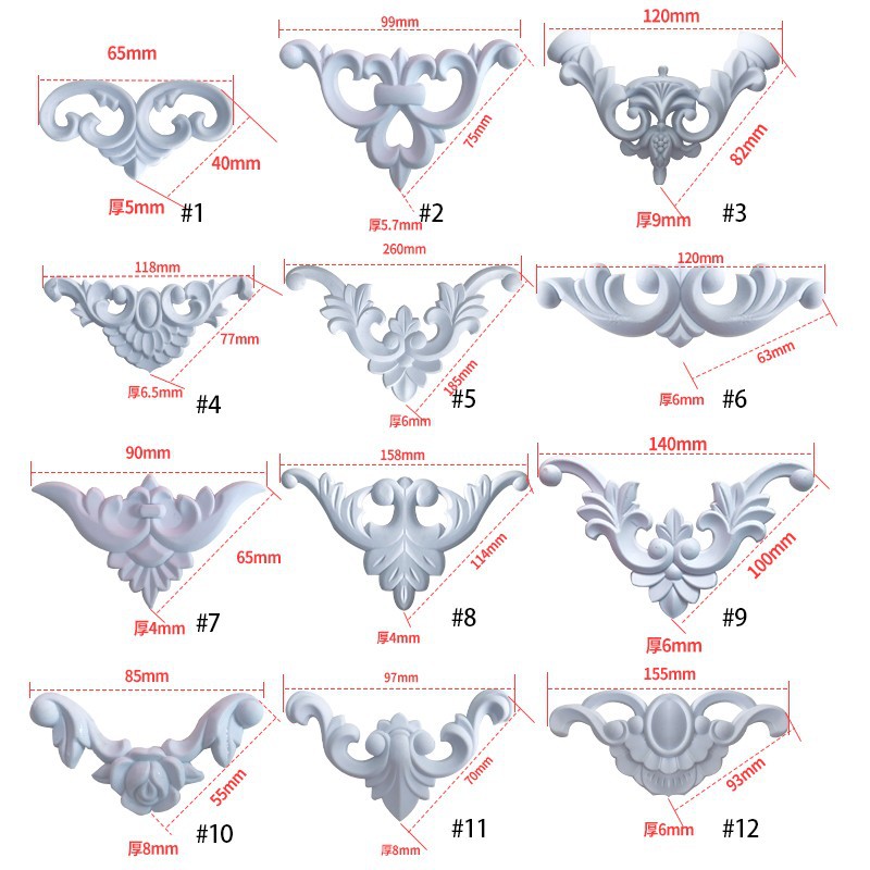 橱衣柜门板装饰塑料花PVC造型平面贴家具角花吸塑浮雕罗马柱柱头