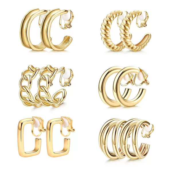 Amazon European and American Cross-Border New Products Simple and Personalized Geometric Ear Clips Painless Hollow Ear Clips Earrings Without Pierced Ears