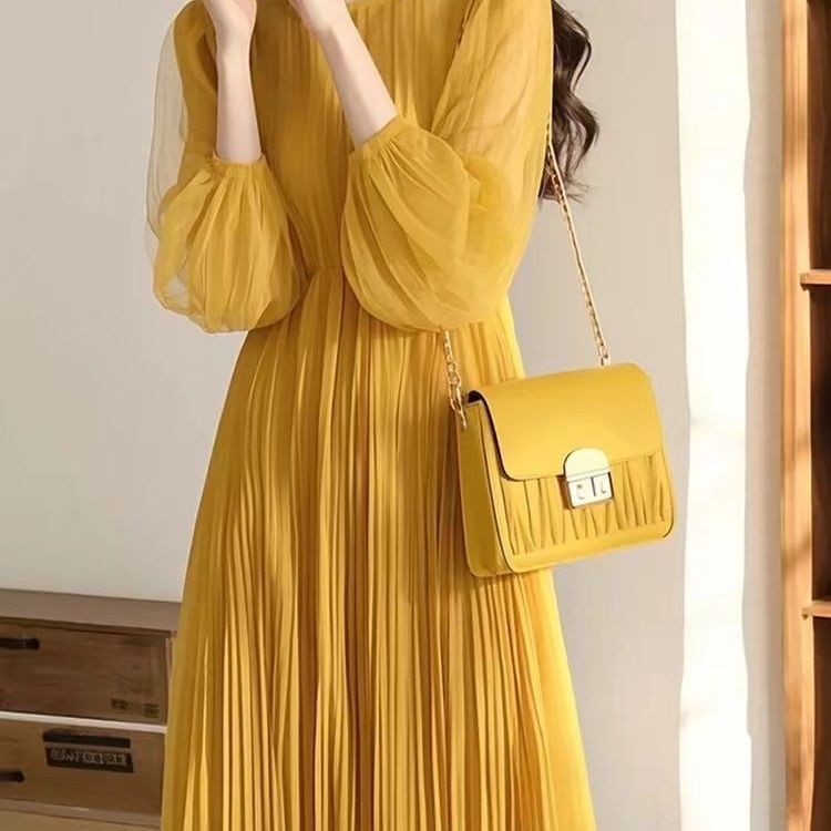 French-Style Solid Color Dress, Elegant and Graceful, with a Gentle Vibe, Super Long Dress French-Style Solid Color Dress, Elegant and Graceful, with a Gentle Vibe, Super Long Dress