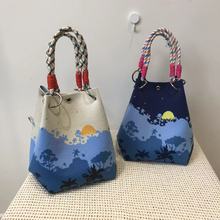 亚马逊ebay复古千鸟针织手拎包单肩包百搭休闲包针织托特包手提包