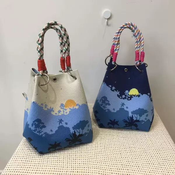 Amazon ebay vintage crazy bird knitted hand bag shoulder bag all-match casual bag knitted tote bag handbag