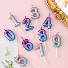 4.5渐变色蜡烛生日蛋糕蜡烛数字蛋糕装饰蜡烛0-9一整套装饰生日