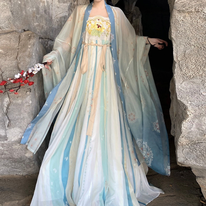 Yu Jinji Original Hanfu [Mu Nan Zhi] Tang Dynasty Style Hezi Skirt with Large Sleeves and Embroidery for Daily Wear, New Spring/Summer Authentic Product