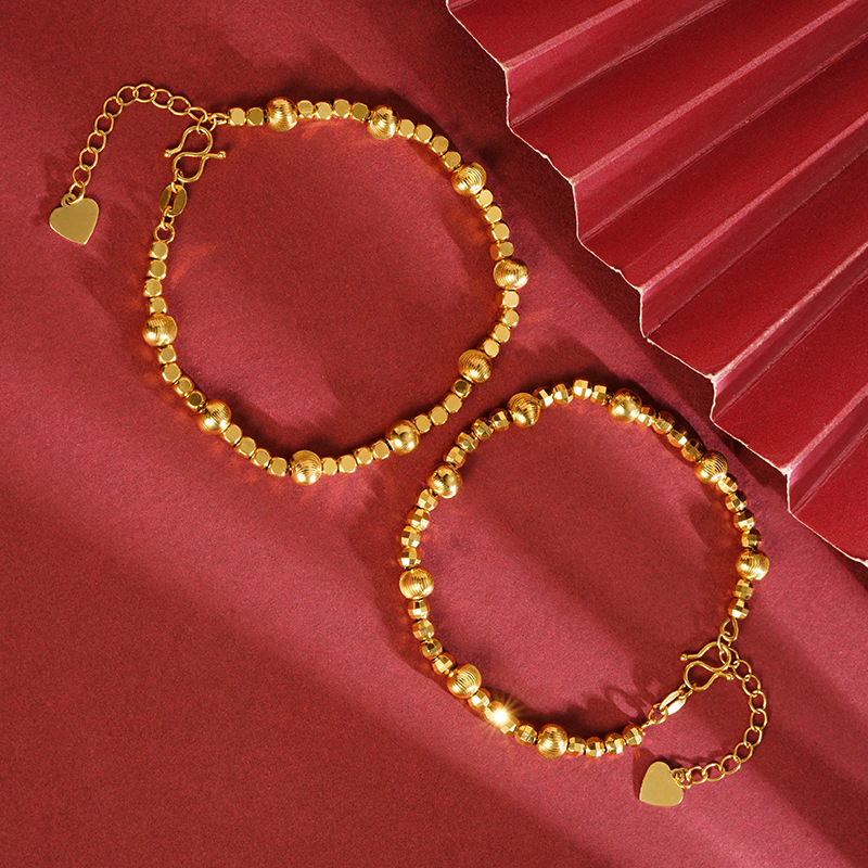 Nueva pulsera de oro de arena de moda femenina, estilo de alta sensación simple y popular, joyas de mano no se desvanecen al por mayor.