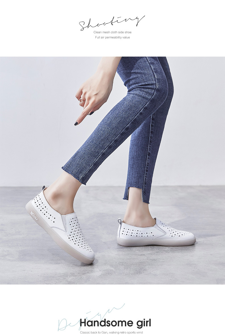 Giày sneaker nữ lưới thoáng khí đế bệt dáng thể thao — Màu be A68 chi tiết 15