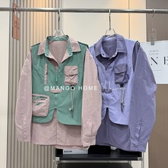 山系户外运动休闲口袋两件套多巴胺宽松衬衫 9290