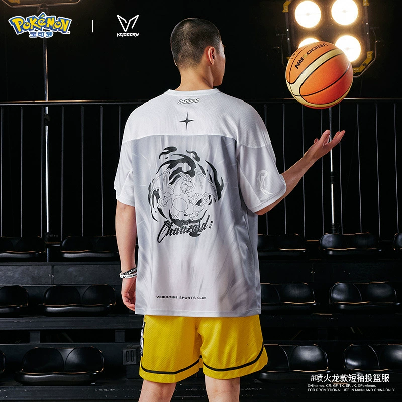 Weidong Pokemon совместная брендовая баскетбольная форма с короткими рукавами Charizard, футболка, мужская американская баскетбольная тренировочная спортивная футболка для бега V
