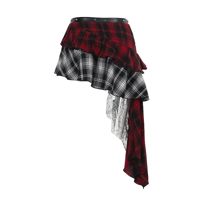 Lace Steampunk Plaid Skirt