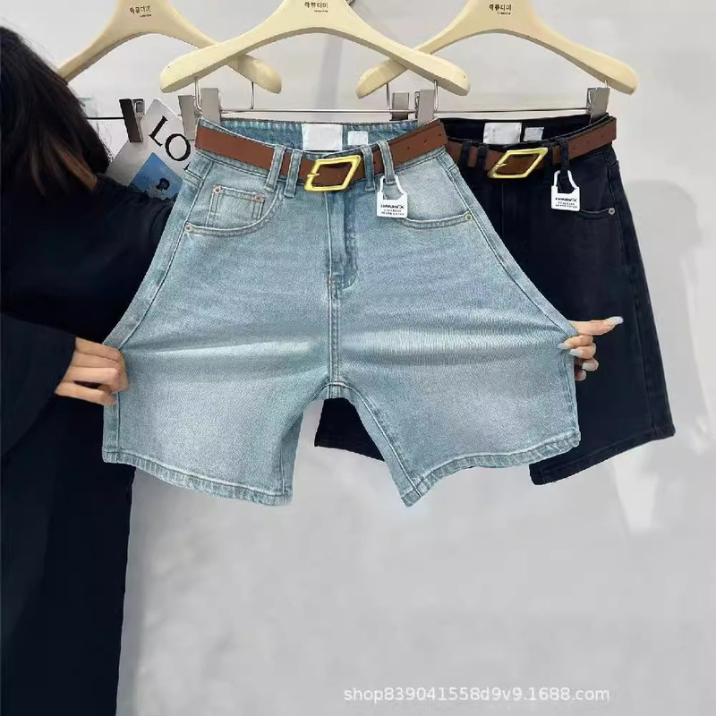 plus size Women's Summer Thin High Waist Stretch Denim Shorts chubby girl Hip Thigh Thick and Thin Straight Pants