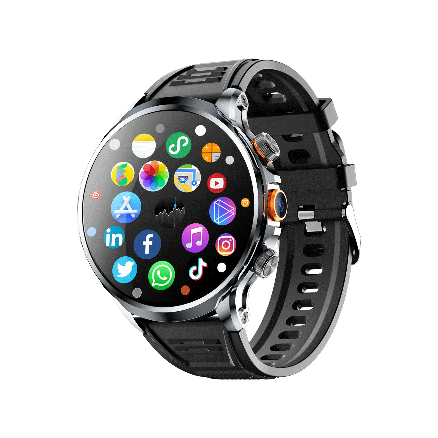 [跨境Smartwatch柚守护H18超薄圆球屏1.95寸插卡电话智能手表sim卡]