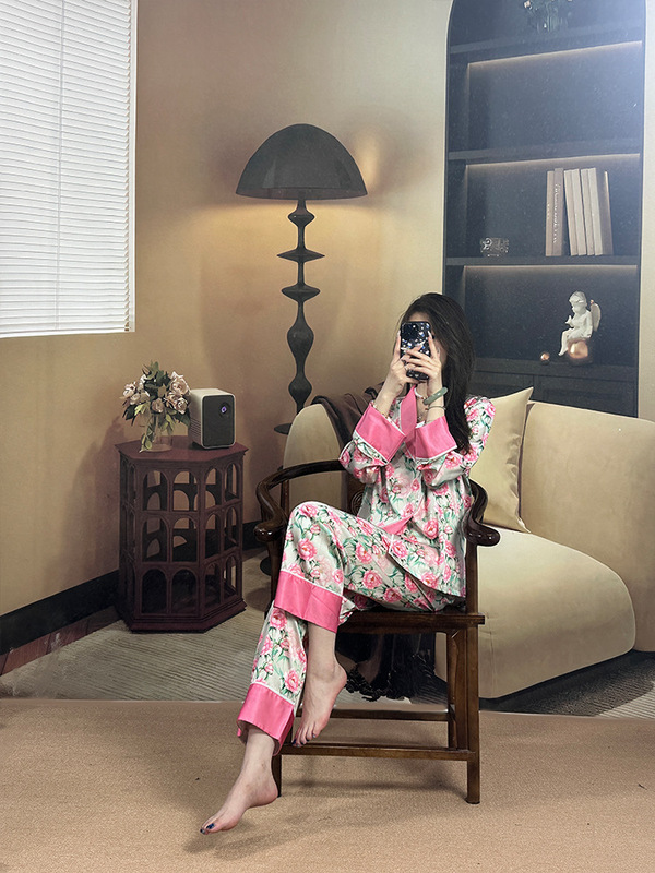 春夏粉色薄款休闲女睡衣套装舒适清凉气质居家服洋气两件套高级感|undefined