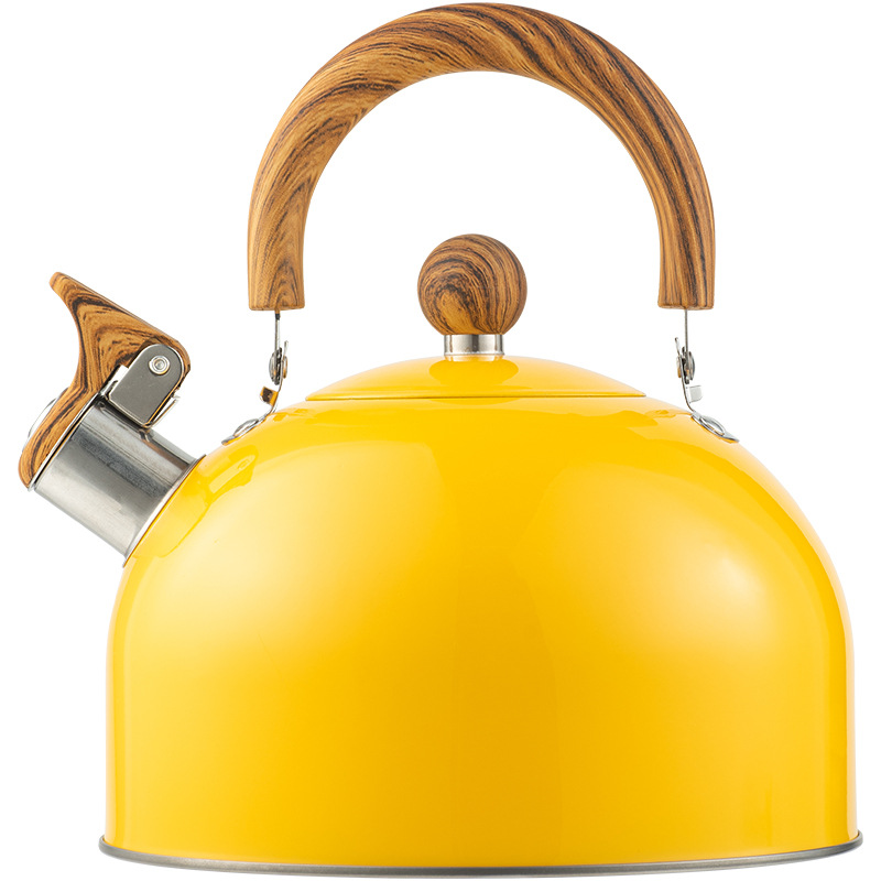 utensilios de cocina europeos y estadounidenses con fondo plano sonido tetera de agua 3L Amazon pintado amarillo flauta tetera de té y café