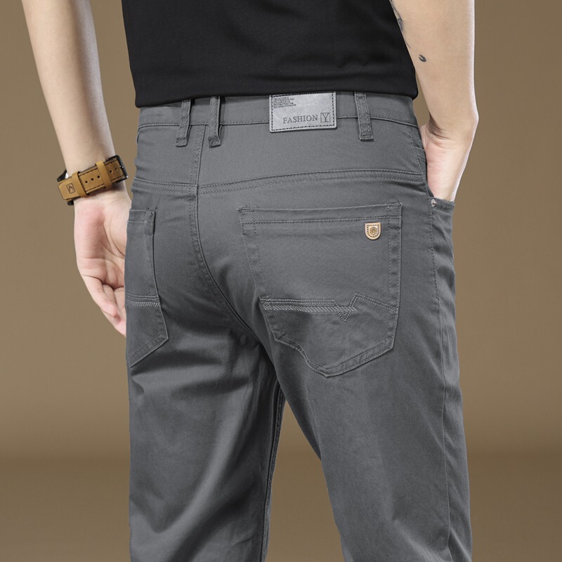 Men's Casual Pants Spring and Autumn Straight Simple All-match Light Business Trendy Cotton Loose Elastic Spring Long Pants
