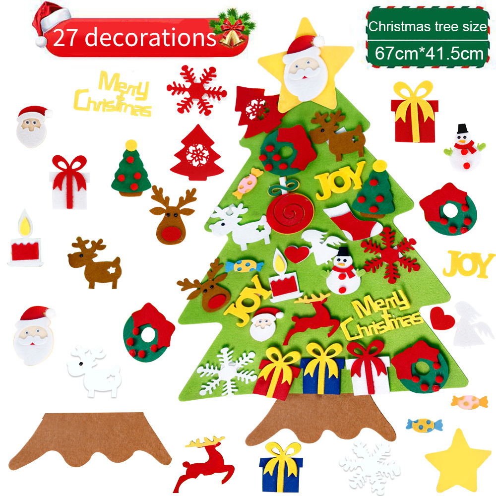 Amazon nuevo fieltro de navidad árbol de navidad tridimensional colgante decoración interior decoración DIY navidad decoración árbol colgante