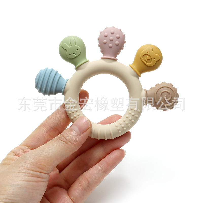 跨境多色手掌牙胶 食品级可啃咬磨牙棒0-3岁 婴儿安抚玩具新生儿|undefined