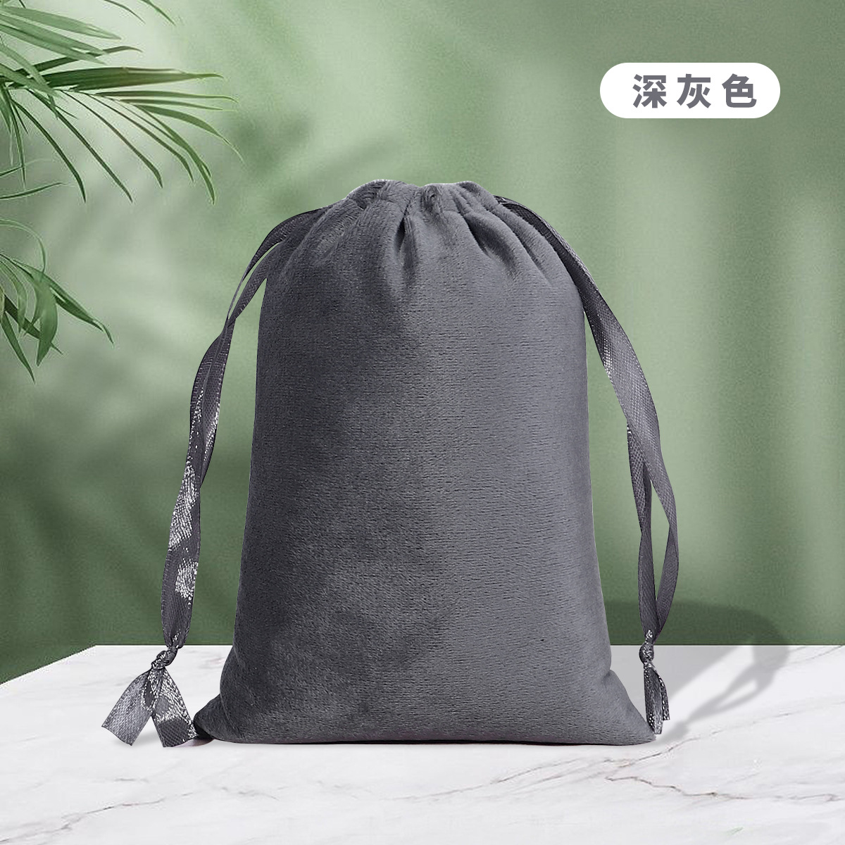 Bolsa de franela con cordón, auriculares, bolsa de embalaje de joyería, bolsa de tela de almacenamiento de joyería, bolsillo con cordón de franela negra al por mayor