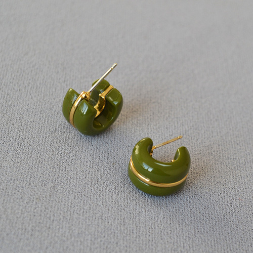 Le Marais Korean-style niche design gorgeous colorful coarse simple small gold thread C-shape earring earrings jewelry for women
