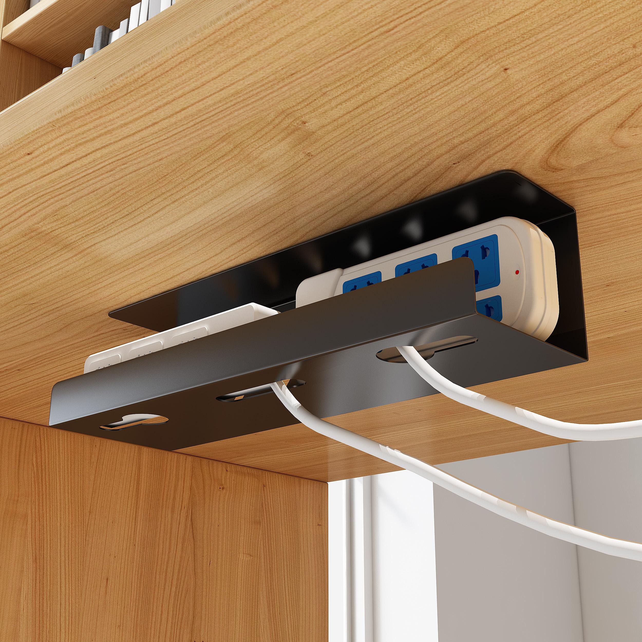 ll免打孔桌下插排电源线理线槽固定收纳整理电脑桌底束线理线