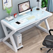 电脑台式桌简约现代出租屋书桌简易钢化玻璃电竞桌家用卧室办公桌