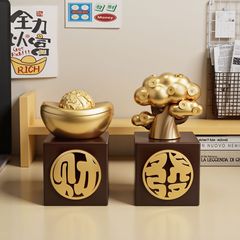 新中式创意金元宝发财树招财桌面摆件客厅玄关电视柜装饰乔迁礼物