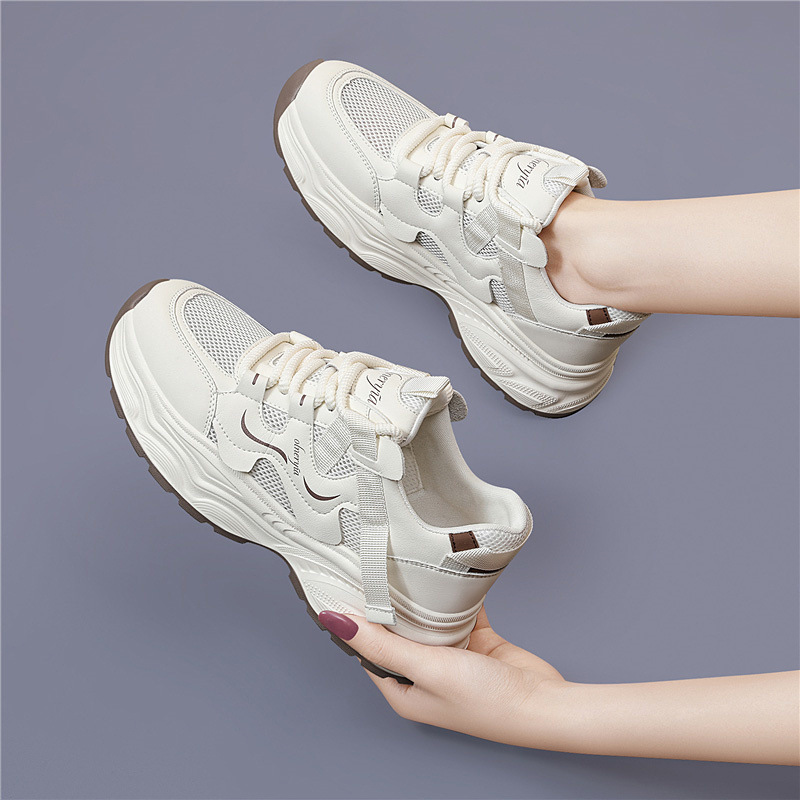 Giày sneaker nữ chunky đế dày lưới thoáng khí mùa xuân hè — 6112 thẻ, 611m màu nâu