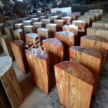 岩板餐桌实木桌腿配件茶桌大板支架根雕脚架简约树墩半圆原木树桩