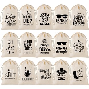 2025 Drawstring Pocket Wedding Party Gift Bag Holiday Drawstring Cotton Bag Bachelorette Hangover Kit