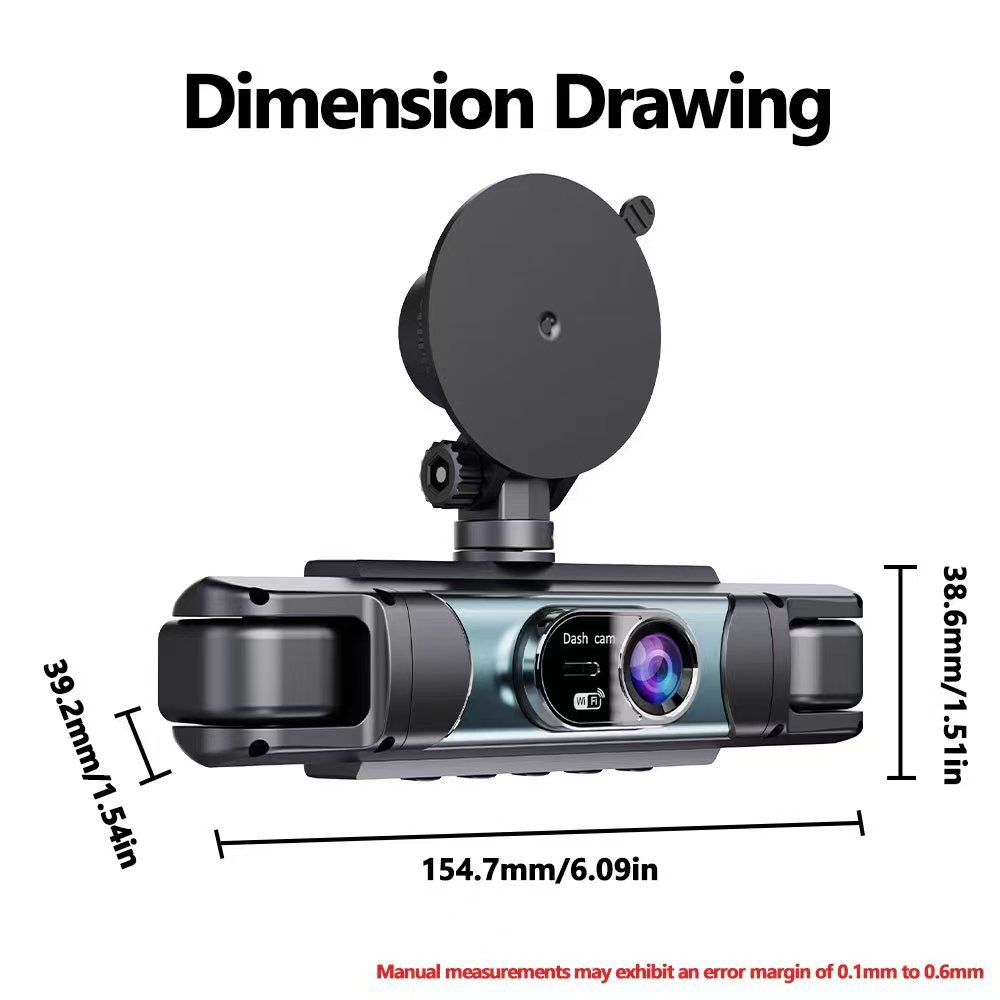 Cross-border four-lens dashcam with high-definition night vision, four-channel 1080P panoramic parking monitoring, and WiFi connectivity