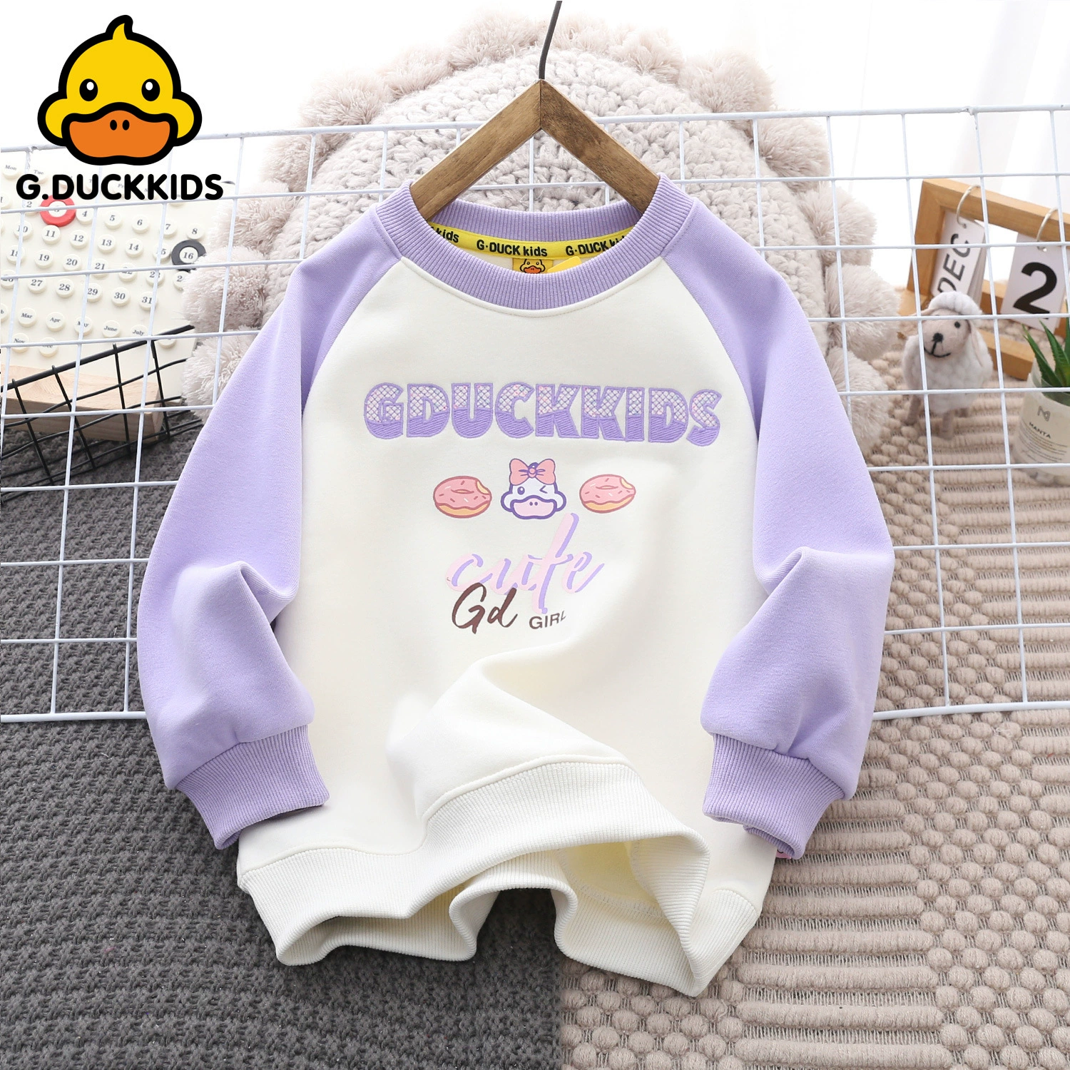 B.Duck, детский тёплый свитшот с мультяшным принтом, детская одежда, 24 года, для подростков, западный стиль