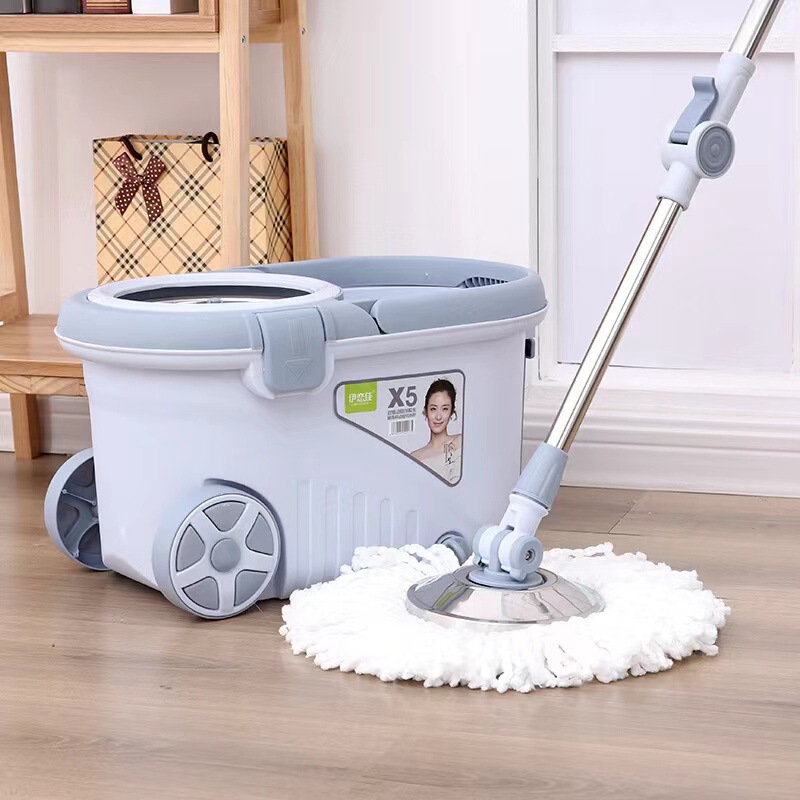 Haoshen Mop Home Mop Bucket Set Round Head with Bucket Mop Lazy Mop Hand-free Mop