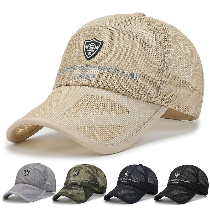 Net Cap Men's Spring and Autumn Casual Hat Summer Sunscreen Baseball Cap Autumn Outdoor Fishing Breathable Thin Mesh Cap