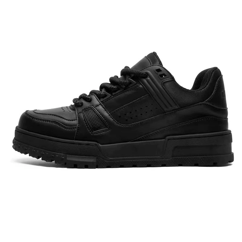 Casual sports sneakers unisex, black wear-resistant upper, chunky sole, leisure style