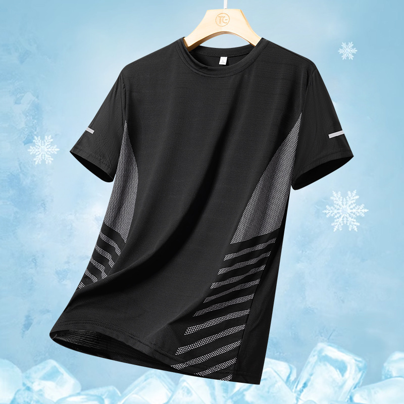 New Quick-Drying T-Shirt Quick-Drying Short-Sleeved Ice Silk T-Shirt Ice Silk Short-Sleeved Summer Short-Sleeved Round Neck Short-Sleeved Sports Short-Sleeved Ice