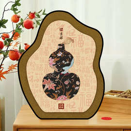 客厅桌面装饰中古风摆件入户玄关斗柜饰品摆画复古网红艺术摆台画