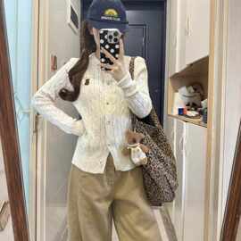 高级感麻花针织开衫女秋冬修身显瘦长袖软糯圆领毛衣外套小众上衣