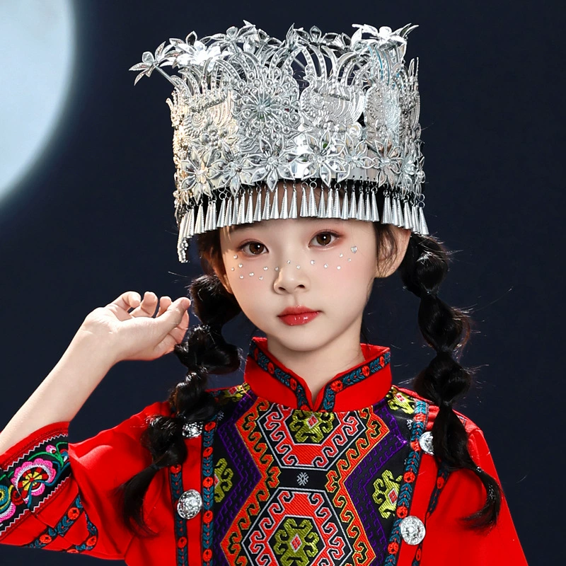 Гуансийский мартовский головной убор San Zhuang, этническая одежда, головной убор для мальчиков и девочек, мяо яо туцзя шляпы