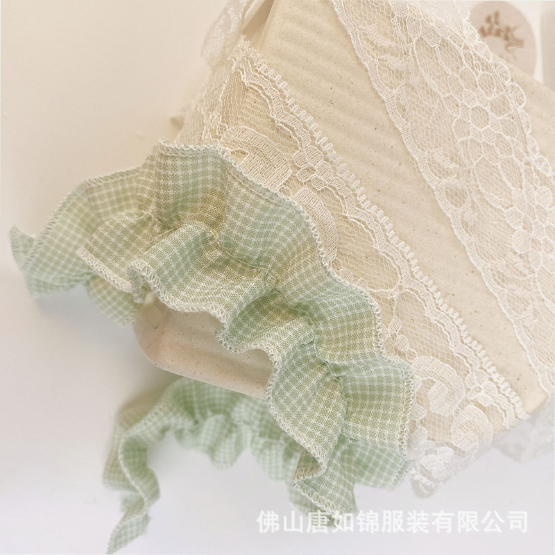 唐如锦花边 格子diy辅料抽褶花边衣服装饰荷叶边|undefined